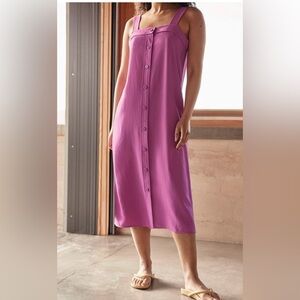 Everlane Japanese Goweave button up dress picnic dress in magenta size 0